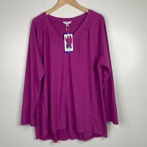 NEW Wildfox Haley Brushed‎ Long Sleeve Shirt sz XXL Elderberry